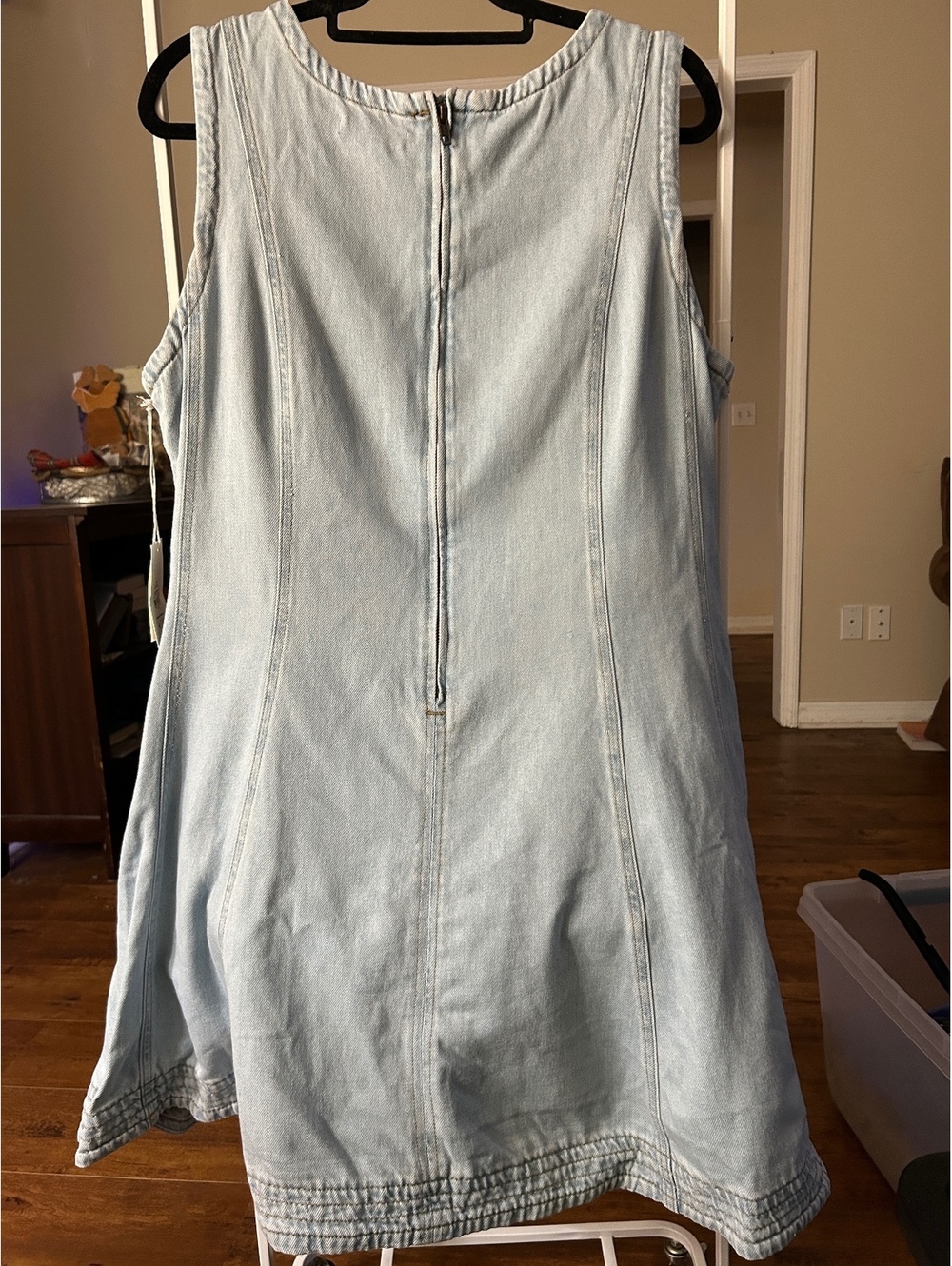 Free Assembly XL Light Blue Denim Sleeveless Mini Dress